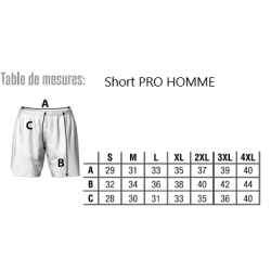 Rugby Shorts Größe Grid für Herren
