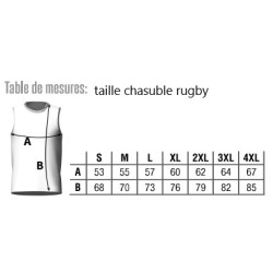 Grille de taille pour chasuble rugby personnalisable