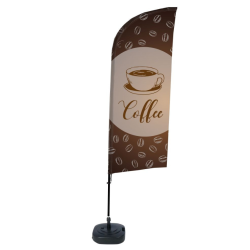 Ensemble complet de beach flag "Café"/Beach flag tout prêt/oriflamme/acheter/rapidoprinting