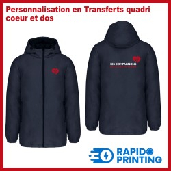 Parka/compagnons des côtes du rhone/transfert quadri/achat/rapidoprinting