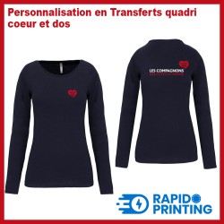 Navy blue long Sleeve Tshirt/woman/rhone rib Begleiter/purchase/rapidoprinting