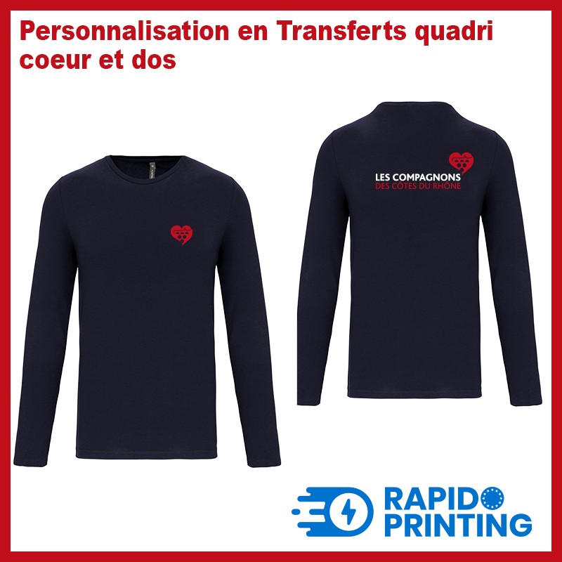 Navy blue long Sleeve Tshirt/man/branches rhone/acht/rapidoprinting