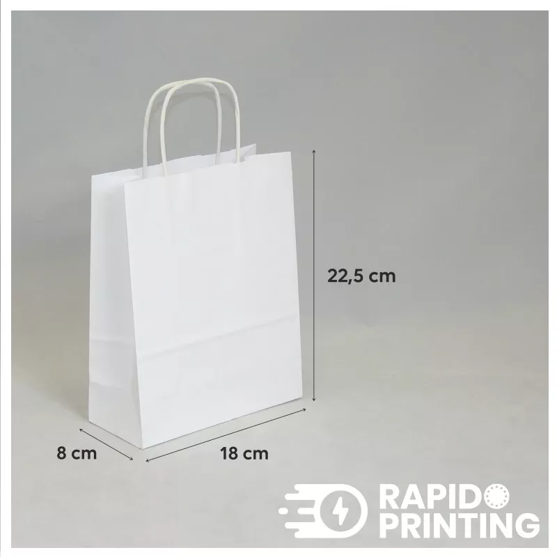 white Kraft Bag Size S Personalized Twisted Handle / buy / Rapidoprinting