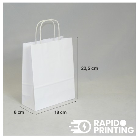 sac Kraft blanc taille S personnalisé poignée torsadée/acheter/Rapidoprinting