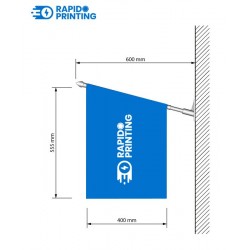 Drapeau publicitaire vitrine PVC fixation adhésive ou vis/drapeau vitrine/acheter/rapidoprinting