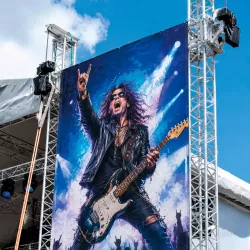 Printed micro trimmer tarpaulin with speaker concert festival / micro-flooded tarpaulin / buy / rapidoprinting