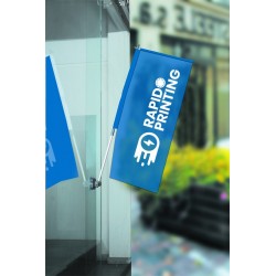 Drapeau publicitaire pour vitrine mât inclinable fixation 4 ventouses/drapeau vitrine/acheter/rapidoprinting