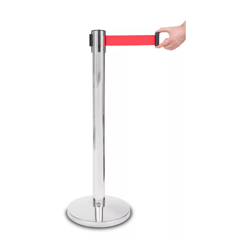 Post Barrier Reel Chrome Queue With Red Strap