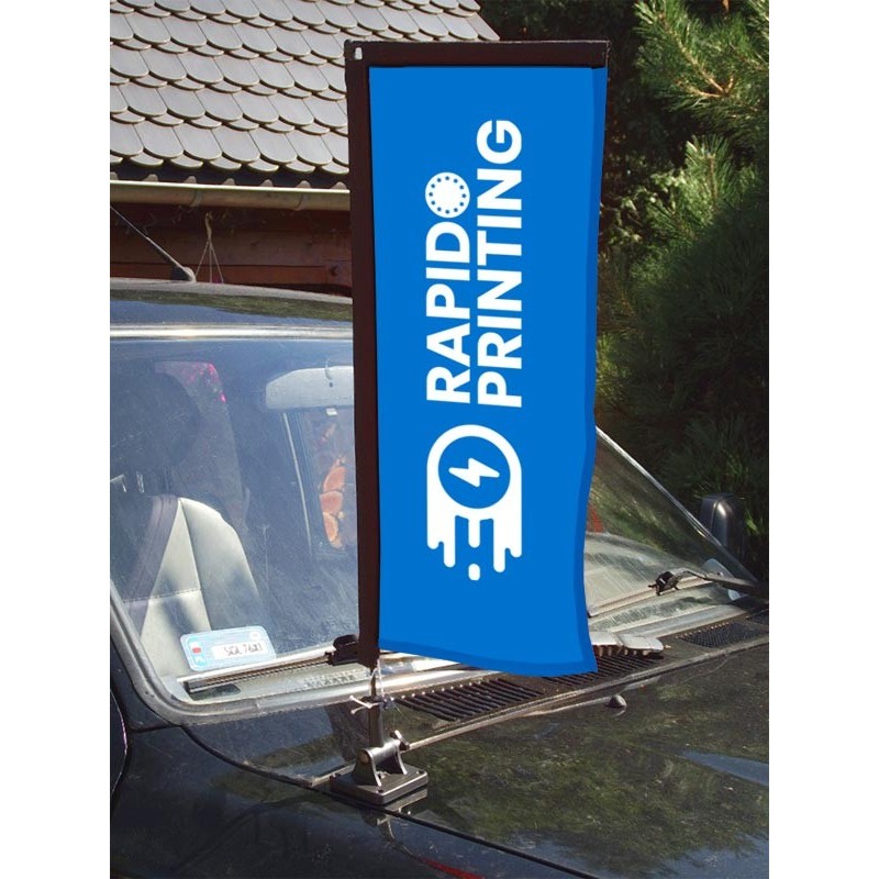 Drapeau beach flag fixation magnétique publicité concession automobile voiture