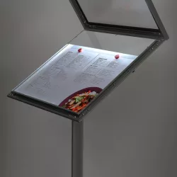 Silver Floor Menu Door A3 Format with LED Lighting for Restaurant