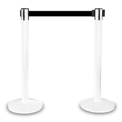 white barrier poles design black strap / buy / rapidoprinting