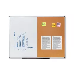 Whiteboard white mural cork 90x120cm