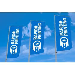 Drucken von Logoflaggen für Außenwerbepavillons auf Polyester / Drucken auf 115 g Polyester / Oberflächen Ihrer Wahl / Drucken