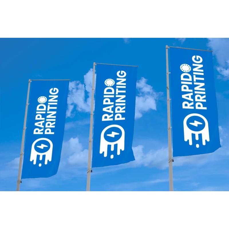 Drucken von Logoflaggen für Außenwerbepavillons auf Polyester / Drucken auf 115 g Polyester / Oberflächen Ihrer Wahl / Drucken