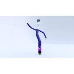 Totem gonflable debout avec base et bras flexibles sur fond clair.